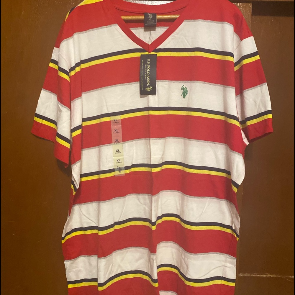 US POLO V neck stripped shirt